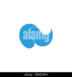 abstract curves blue wave 3d flat design logo vector Stock Vector