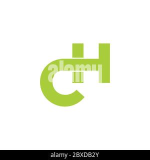 letter ch simple overlapping geometric line symbol logo vector Stock Vector