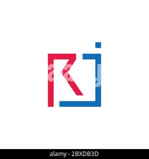 letter rj arrow simple geometric square line design symbol logo vector Stock Vector