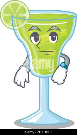 Mascot design style of margarita cocktail with waiting gesture Stock Vector