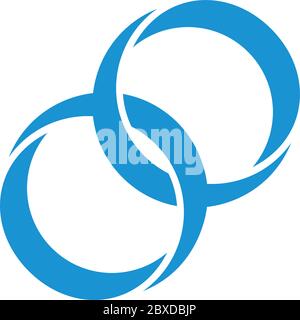 linked circle 3d ring flat symbol logo vector Stock Vector