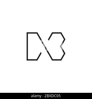 letter mb simple geometric line symbol logo vector Stock Vector