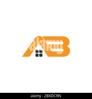 letter ab simple geometric home logo vector Stock Vector