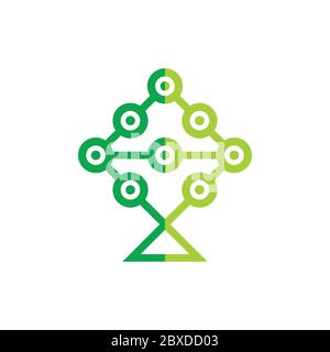 abstract green tree symbol dots design logo vector Stock Vector