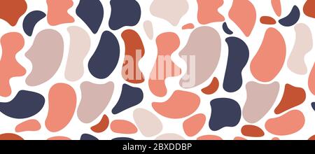 Color spots, seamless random pattern with organic shapes. Blobs on white background. Vector illustration Stock Vector