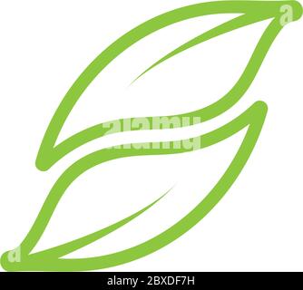 linked leaf lines art curves logo vector Stock Vector