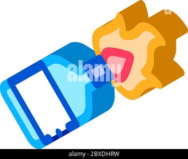 burning bottle isometric icon vector illustration Stock Vector
