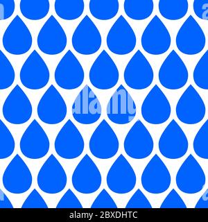 Seamless water drop pattern. Background with blue raindrops Stock Vector