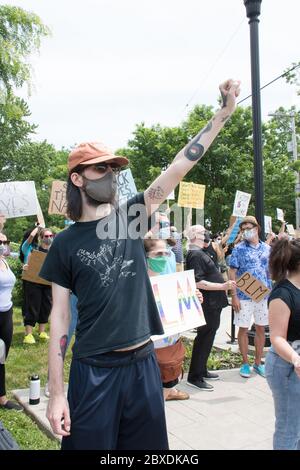 06 June 2020 - Newtown, Pennsylvania, USA - BLM, Black Lives Matter protest, protest after the murder of George Floyd in Minneapolis. Stock Photo