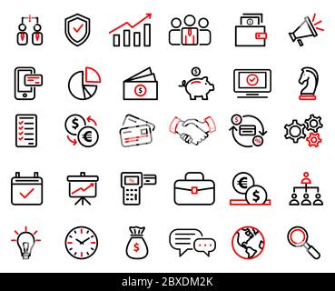 Collection of icons for business, finance, marketing. Vector isolated outline illustrations Stock Vector