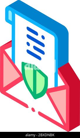 protected letter isometric icon vector illustration Stock Vector