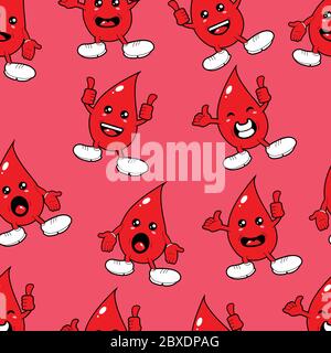 This is a blood mascot seamless patterns design. This pattern can be used in various purposes, both for commercial, educational and health. Stock Vector