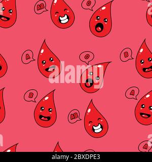 This is a blood mascot seamless patterns design. This pattern can be used in various purposes, both for commercial, educational and health. Stock Vector