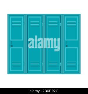Cartoon School Lockers,student furniture isolated on white background, flat vector illustration Stock Vector