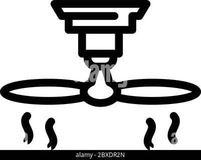 Rotating ceiling fan icon, outline style Stock Vector