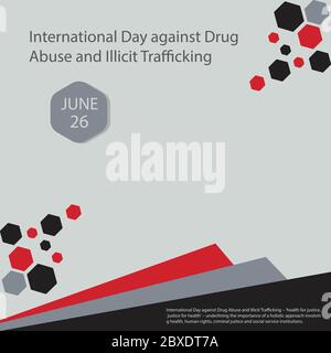 International Day against Drug Abuse and Illicit Trafficking – 'health for justice, justice for health' – underlining the importance of a holistic app Stock Vector
