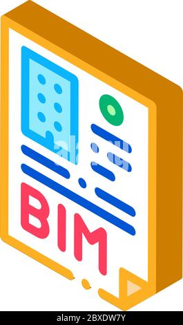 report on building information modeling isometric icon vector illustration Stock Vector
