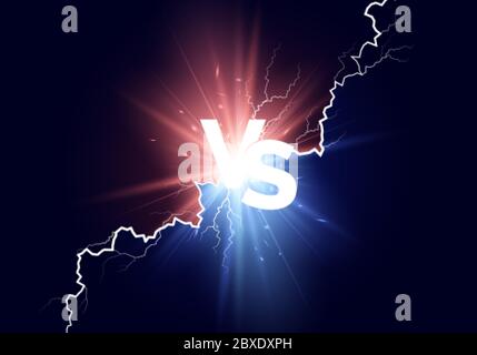 Versus background. Blue and red lights with white text VS. Vector illustration Stock Vector