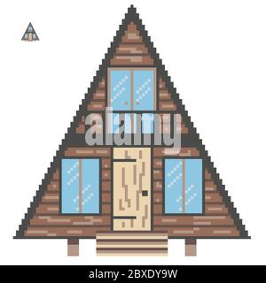 8bit, arcade style, pixel house. Retro game design. Stock Vector