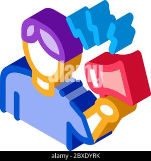 loudspeaker man isometric icon vector illustration Stock Vector