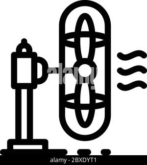 Table fan side view icon, outline style Stock Vector