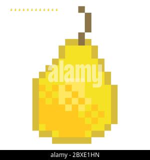 Minimalistic pixel graphic symbol of pear. Art vector object isolated. Game 8 bit style Stock Vector