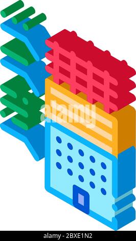 analysis of functions of parts of residential building isometric icon vector illustration Stock Vector