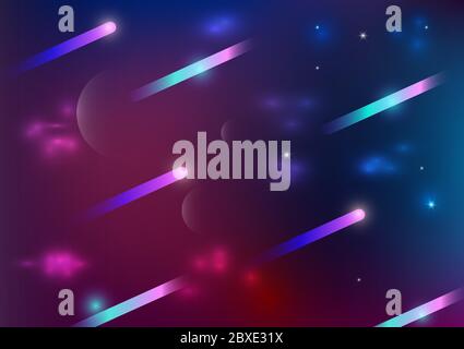 Colorful dark geometric background. Space background with stars, galaxies. Stock Vector