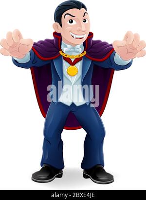 Vampire Count Dracula Halloween Cartoon Character Stock Vector