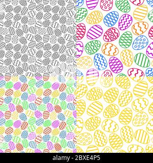 Vector set of colorful easter eggs seamless pattern. Perfect to use for printing on textile or gift wrap and wallpapers Stock Vector