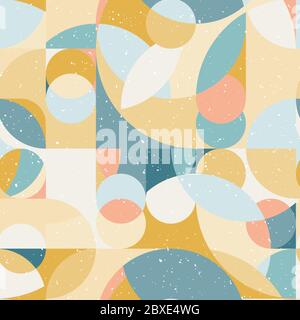 Seamless pattern in geometric pop style 70s. Abstract colorful background. Triangular and round elements, simple shapes. Stock Vector