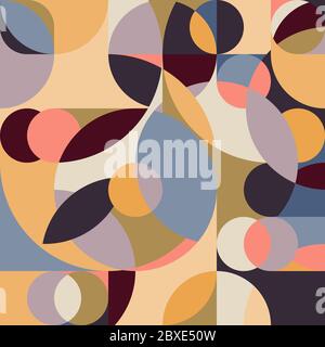 Seamless pattern in geometric pop style 70s. Abstract colorful background. Triangular and round elements, simple shapes. Stock Vector