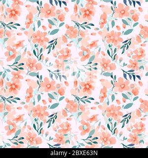Abstract floral seamless pattern. Bright colors, painting on a light background. Cherry blossoms. Stock Vector