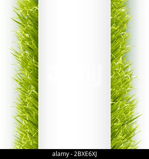 Frame of green succulent grass. Natural 3D grass. Preparation for cards Stock Vector