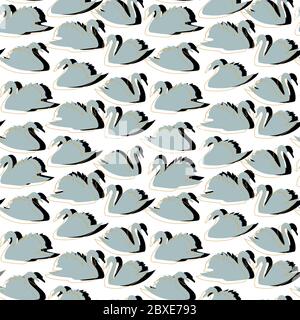 Seamless pattern with geometric silhouette of swans. Stock Vector
