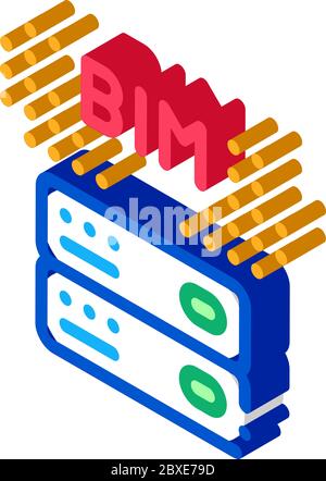 building information modeling isometric icon vector illustration Stock Vector