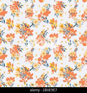Abstract floral seamless pattern. Bright colors, painting on a light background. Cherry blossoms. Stock Vector