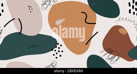 Brown, muted seamless pattern in a minimalist style. Abstract autumn background. Stock Vector