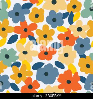 Seamless pattern with simple wildflowers, perfect design for fabric, paper, design. Stock Vector