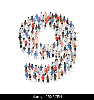 number 9 nine. Business people silhouette alphabet Stock Vector Image