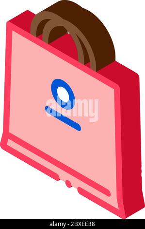 paper bag isometric icon vector illustration Stock Vector