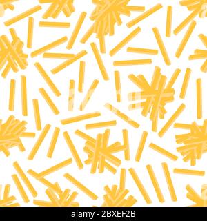 French Fries. Fry Potato Chips Seamless Pattern. Slices of Tasty Vegetable. Fast Food Snack. Organic Food Stock Vector