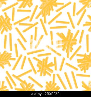 French Fries. Fry Potato Chips Seamless Pattern. Slices of Tasty Vegetable. Fast Food Snack. Organic Food Stock Vector