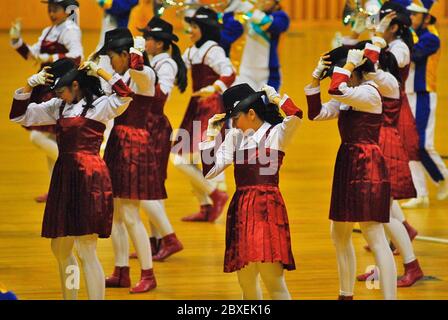 A performance during the 2008 Grand Prix Marching Band, a marching band competition held in Jakarta, Indonesia. Stock Photo