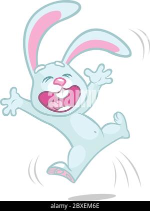 Cute cartoon rabbit. Farm animals. Vector illustration of a smiling bunny isolated on colorful summer background Stock Vector