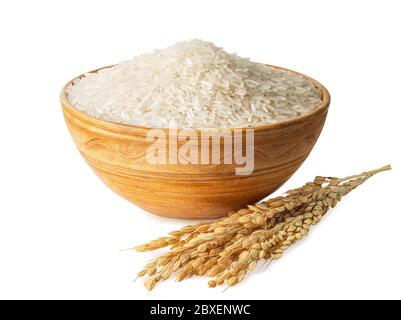 rice in clay bowl Stock Photo