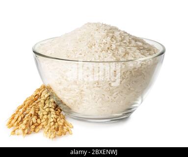 rice in glass bowl Stock Photo