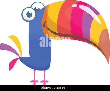 Toucan bird cartoon. Vector illustration of happy tukan isolated Stock Vector