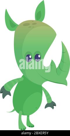 Pretty cartoon rhino. Flat design. Vector illustration Stock Vector