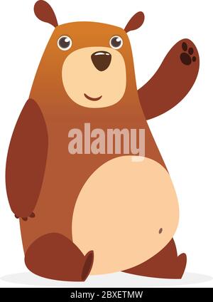 Happy cartoon bear. Vector illustration of brown bear isolated. Stock Vector